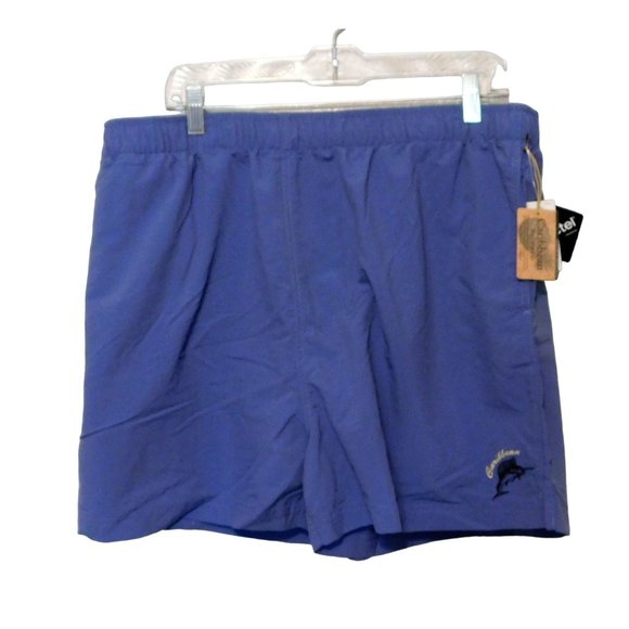Caribbean Swimwear Shorts Trunks XL Blue Mesh Lining Elastic Waist NEW - Picture 1 of 8